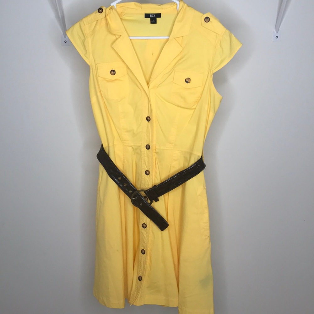 Yellow button up dress